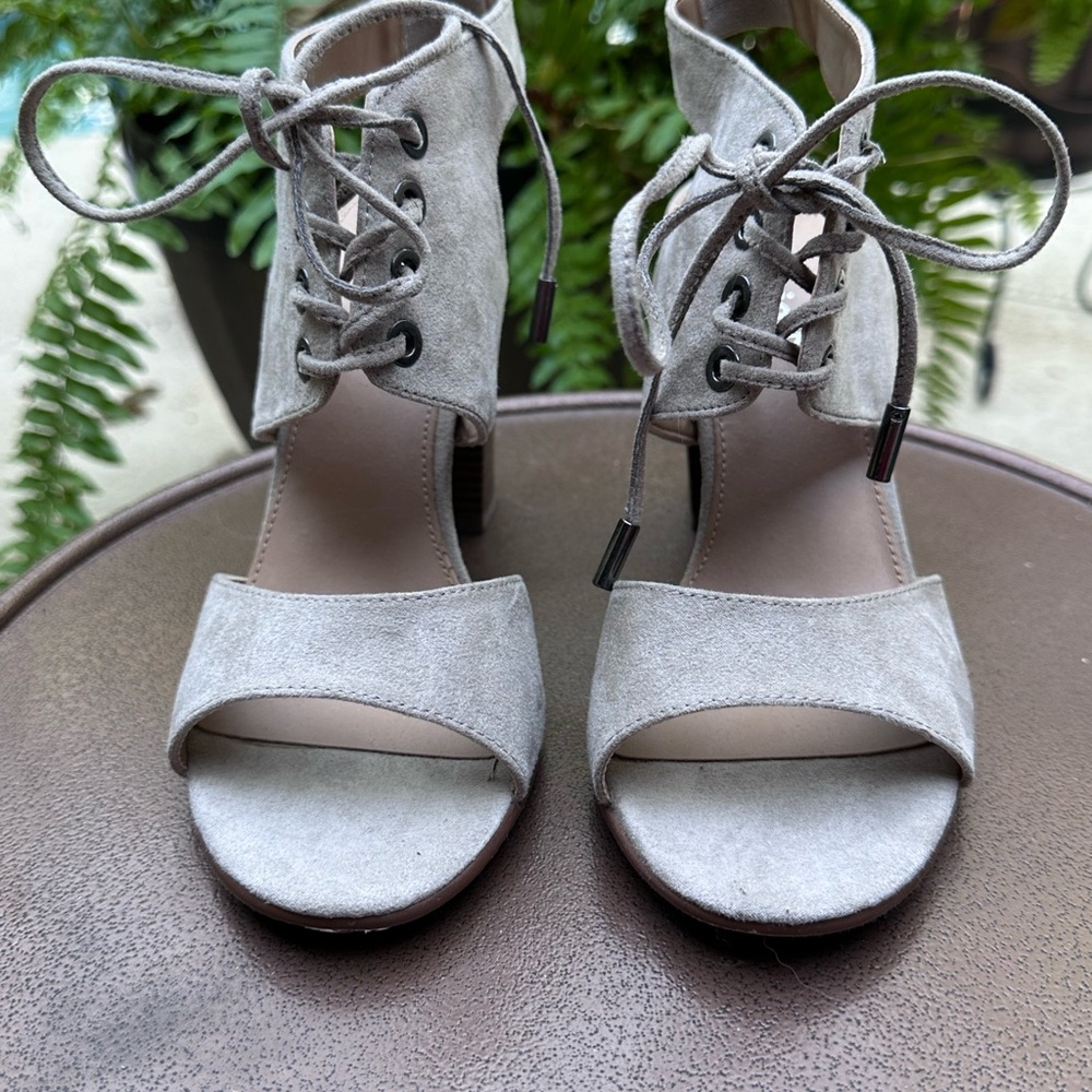 Sophie17 Gray Lace-Up Heels